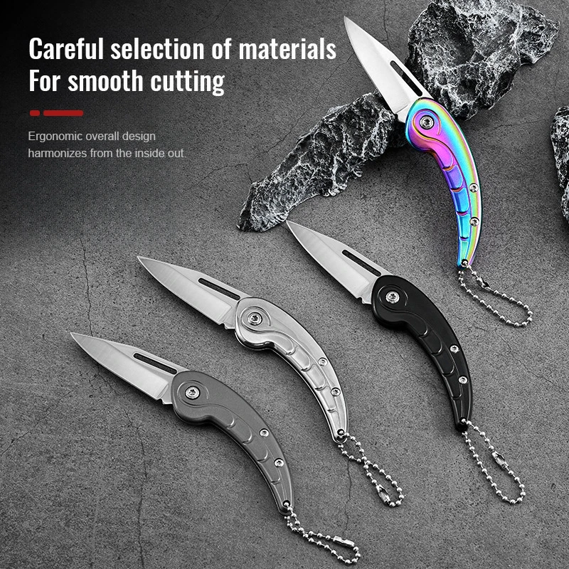 otf-1601518164623-2 Customizable Small Size Pocket Knife Full Stainless Steel DIY Laser Engraved Folding Blade EDC Keychain Knife Wholesale product view 2