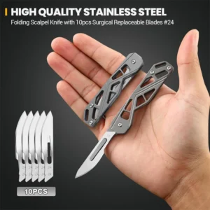 Small Pocket Knife Folding Scalpel Knife EDC Utility Slim Razor Knife 10pcs #24 Replaceable Edge Blades Skinning product view 2