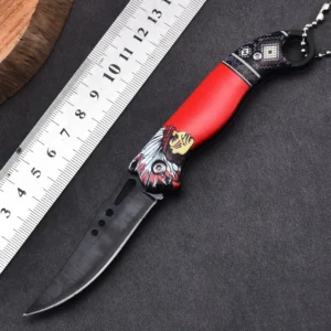 Indian 3D Printing Plastic Handle Pocket Knife Wholesale Camping Folding Knife Outdoor Light Weight 3cr13 Blade EDC