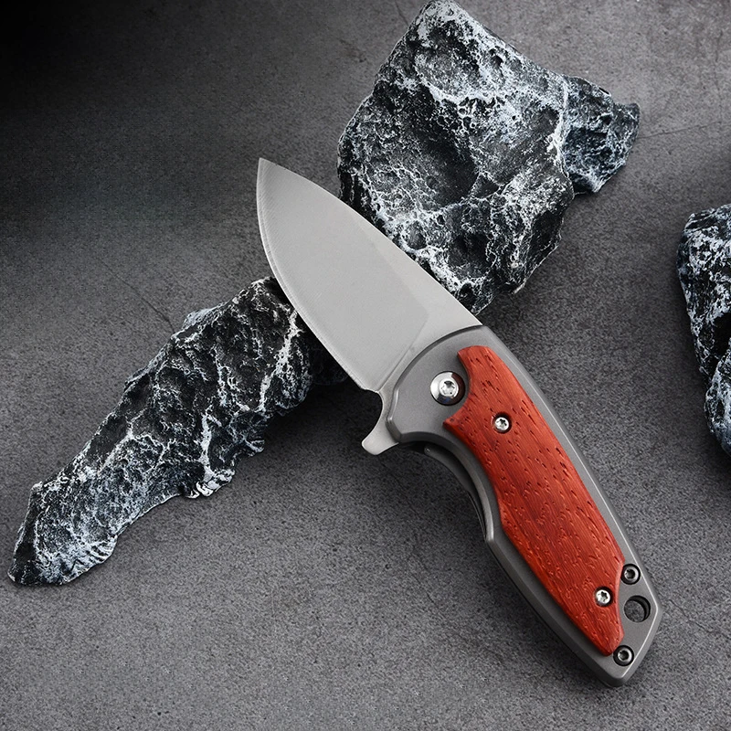 Multifunction 3cr13 Mini Folding Pocket Knife with Wood Handle Camping Keychain Customizable product view 3