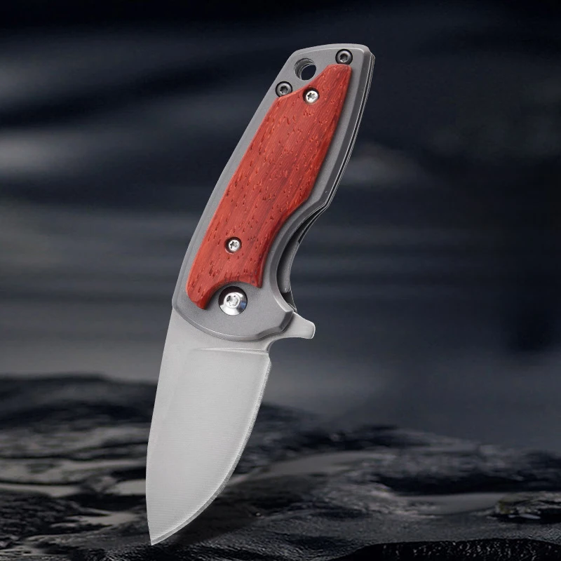 Multifunction 3cr13 Mini Folding Pocket Knife with Wood Handle Camping Keychain Customizable product view 4