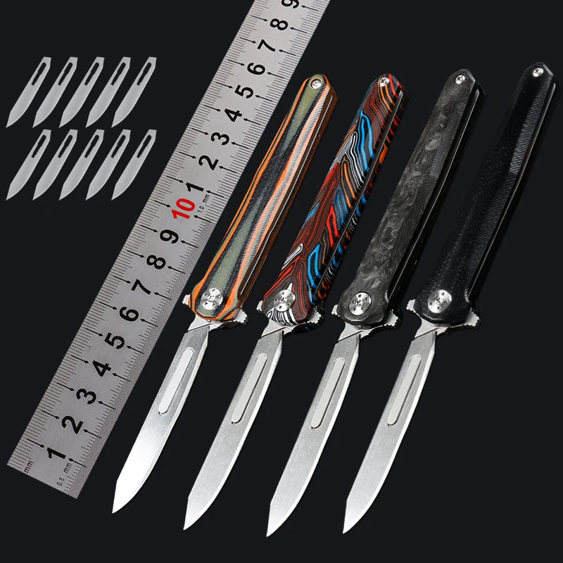 High Carbon Steel Folding Клинок Pocket Knife with G10 Handle for Outdoor Camping Hiking Fishing Customizable product view 4