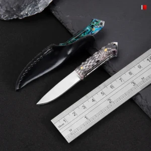 Mini Stainless Steel Folding Blade Hunting Knife with Resin Handle Customizable DIY OEM Support Sheath - product view 3