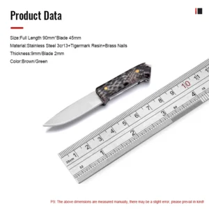 Mini Stainless Steel Folding Blade Hunting Knife with Resin Handle Customizable DIY OEM Support Sheath - product view 4