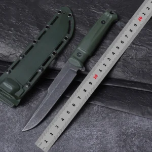 Wholesale Plastic Handle 3cr13 Steel Hoja Outdoor Pocket Fixed Hoja Knife with Leather Sheath