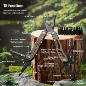 15 In1 Stainless Steel Blade Outdoor Survival Rescue Pliers Camping Multitool Pliers with Safety Locking - product view 3