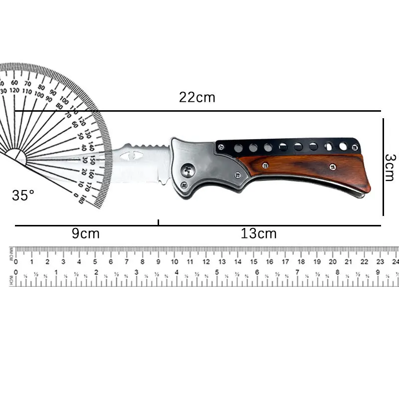 Portable Stainless Steel Folding Pocket Knife Outdoor Camping Durable Customizable Wood Handle for Industrial Use OEM - product view 2