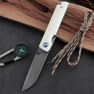 Horn Handle White Bone Camping Outdoor Knife Damascus Steel Folding Pocket Knife product view 2