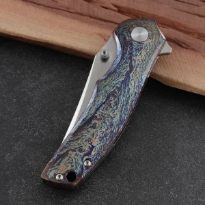 Heat Bluing Titanium Alloy Handle M390 Steel Outdoor Folding Pocket Utility Knife OEM Customizable Camping Knife - product view 4