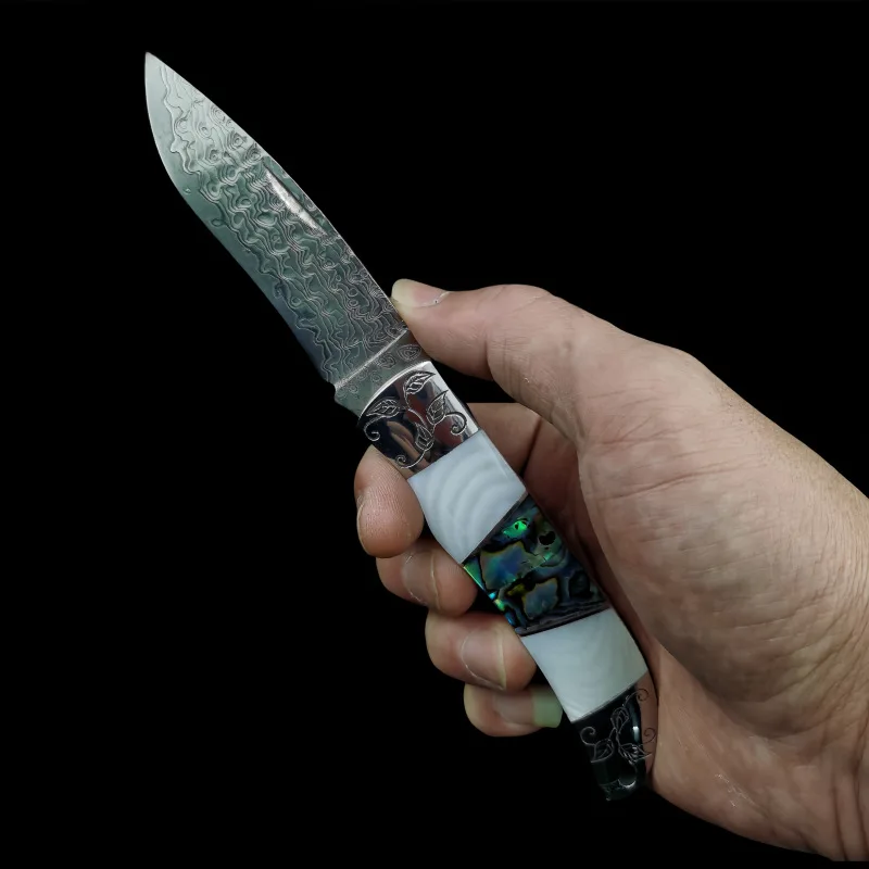 Portable Pocket Knife with Colorful Shells and Abalone Shells Front Flipper Knives Outdoor Gifts Customizable product view 4