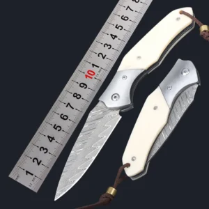 Popular Hot Sell Damascus Resin Handle Portable Camping Knife Folding להב Damascus Steel Knives Pocket EDC