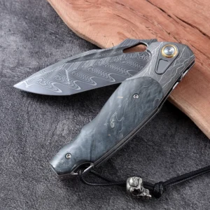 New Arrival Ciaogh-end Damascus Steel Knife Camping Outdoor Folding Vg10 Pocket Knife with Stable Wood Handle and Sheath - product view 3