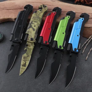 Sale Customized Stainless Steel Multitool Pocket Knife Folder LED Breaker Glass Fire Starter Outdoor Survival Camping