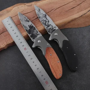 Оптовые закупки Small Outdoor Camping Knife Stainless Steel Folding Design Customized Wood Handle for Cutting product view 2