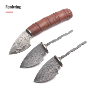 Handmade Damascus Steel Fixed Blade Blanks Knife for Camping Tools Customizable Leather Sheath Steel Clip product view 3