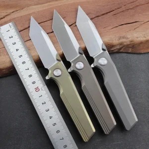 Oigh Hardness EDC Utility Pocket Knife Titanium Alloy Handle Serrated Lâmina for Outdoor Camping Folding product view 2