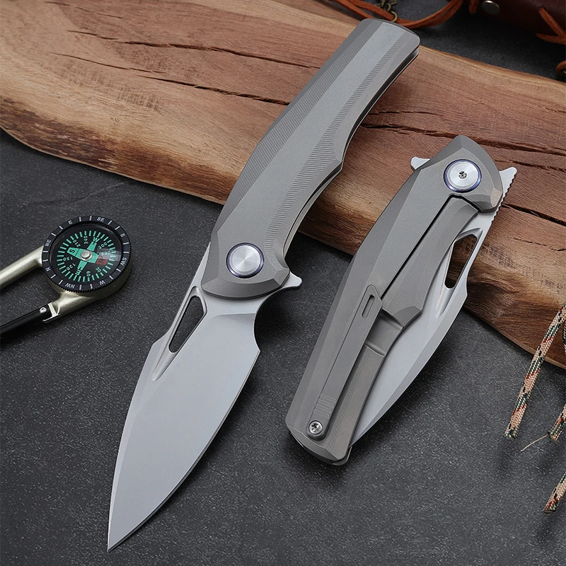 Titanium Camping Folding Pocket Knife with S35V Stainless Steel Lame and Clip for and Cutting product view 3