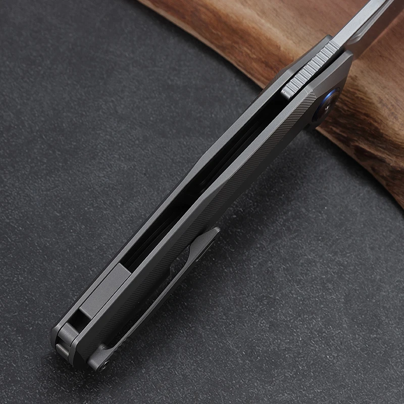 Titanium Camping Folding Pocket Knife with S35V Stainless Steel Lame and Clip for and Cutting product view 4