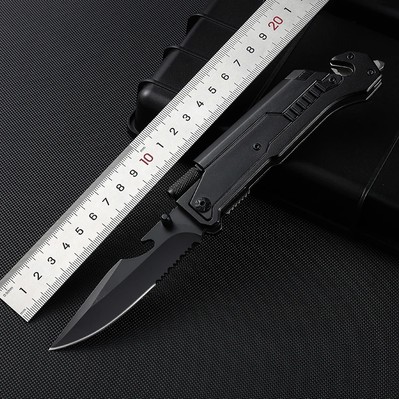 7 in 1 Outdoor Camping Multifunction Folding Knife 3cr13 Blade Aluminum Handle Fire Starter Led Light Outdoor product view 2