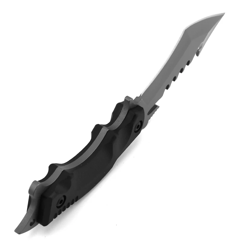 Black Fixed Blade Knife With Laser Logo for Outdoor Camping and Comes with Black Nylon Sheath product view 2