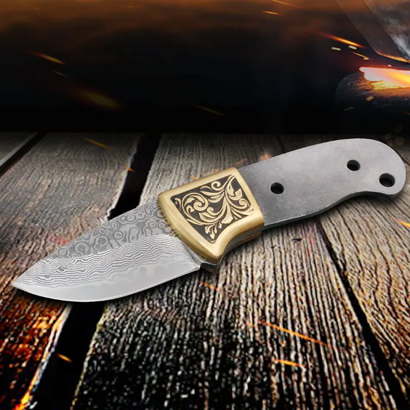 Wholesale Customizable Damascus Steel Fixed Blade Knife with Stainless Steel Handle for DIY Industrial Use Available product view 4