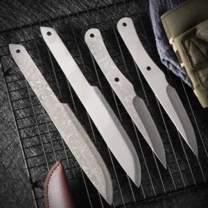 Damascus Steel Knife Stainless Steel Handle Serrated Clip Point Full Tang Semi Finished Sharpened Blank product view 3