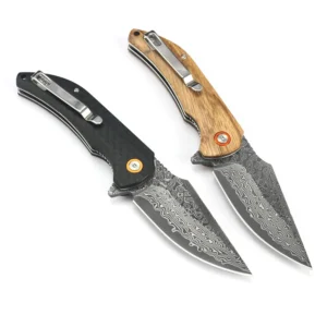 Hot Selling Holagh-end Gift Custom Wholesale Damascus Steel Wood Handle Laser Engraving EDC Outdoor Camping Pocket Folding Knife - product view 3