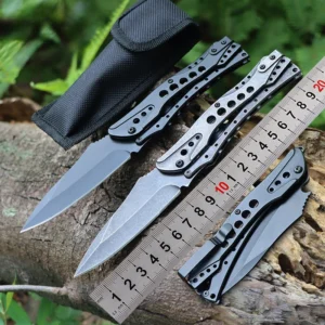 Salutgh Quality 3CR13 Stainless Steel Wood Outdoor Survival Camping Folding Pocket Knife Full Steel Handle - product view 2