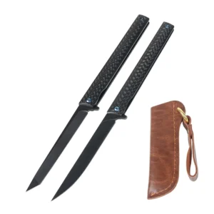 Outdoor Survival Pocket Knives Set with Leather Sheath 2 Styles Customizable OEM Folding Knives for Camping Hunting