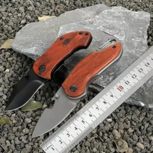 3Cr13 Stainless Steel Wooden Handle Mini Pocket Knife Outdoor Camping Folding Fruit Knife product view 2