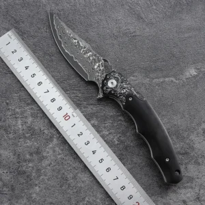 New EDC Damascus Steel Folding Pocket Knife Ebony Wooden Handle Outdoor Camping VG10 Core Folding Knife product view 4