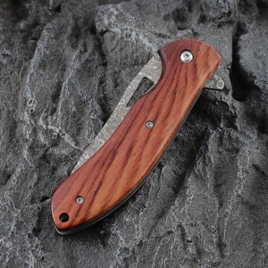 Hot Selling Pocket Knife Damascus Blade Knife Camping Folding Blade Knife With Red rosewood Handle for Outdoor Use - product view 2