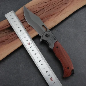 2026 Wholesale Customization 3Cr13 Steel Outdoor Folding Survival Knife Camping Hunting Pocket Knife Wood Handle Knife