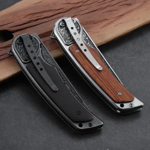 High-end OEM Customized Animal Badges 3Cr13 Steel Bıçak Wood Handle Outdoor Folding Survival Knife Camping Hunting Pocket Knife - product view 2