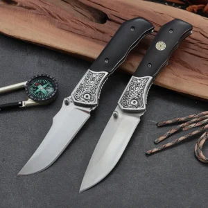 High-Hardness Ebony Wood Handle Folding Blade Knife for Outdoor Camping Hunting & DIY 4Cr14 Steel Pocket Knife - product view 2