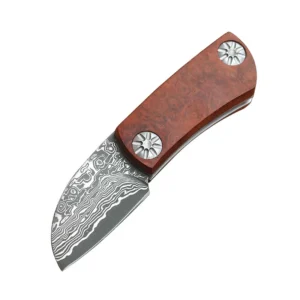 Hot Selling & New Design Pocket Mini Knife Damascus Blade Knife Camping Folding Blade With Red shadow Wood Handle - product view 2
