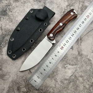 Customizable 2026 New Product Fixed Blade Wood Handle Outdoor Camping Knives EDC With Wooden Handle