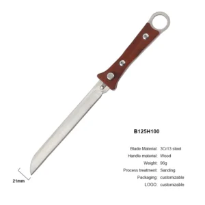 High Quality Woden Handle EDC 3cr13 Blade Camping Fixed Blade Knife with Wooden Sheath DIY product view 2