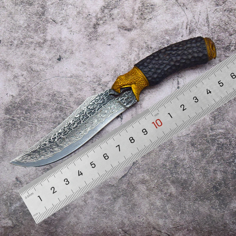 2026 VG10 Steel Damascus Knife Wooden Handle Blade Fixed Blade Gift Collection Cutting Knife product view 2