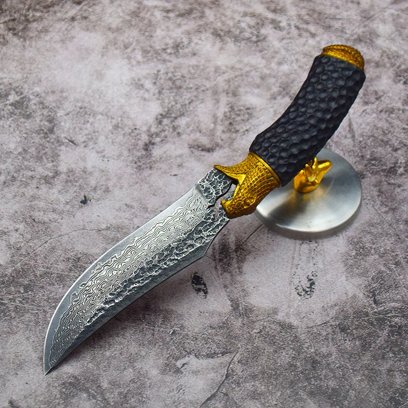 2026 VG10 Steel Damascus Knife Wooden Handle Blade Fixed Blade Gift Collection Cutting Knife product view 3