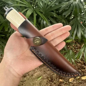 2026 High Quality New Style African Horn Handle Straight Knife Portable Damascus Fixed Blade Knife product view 3