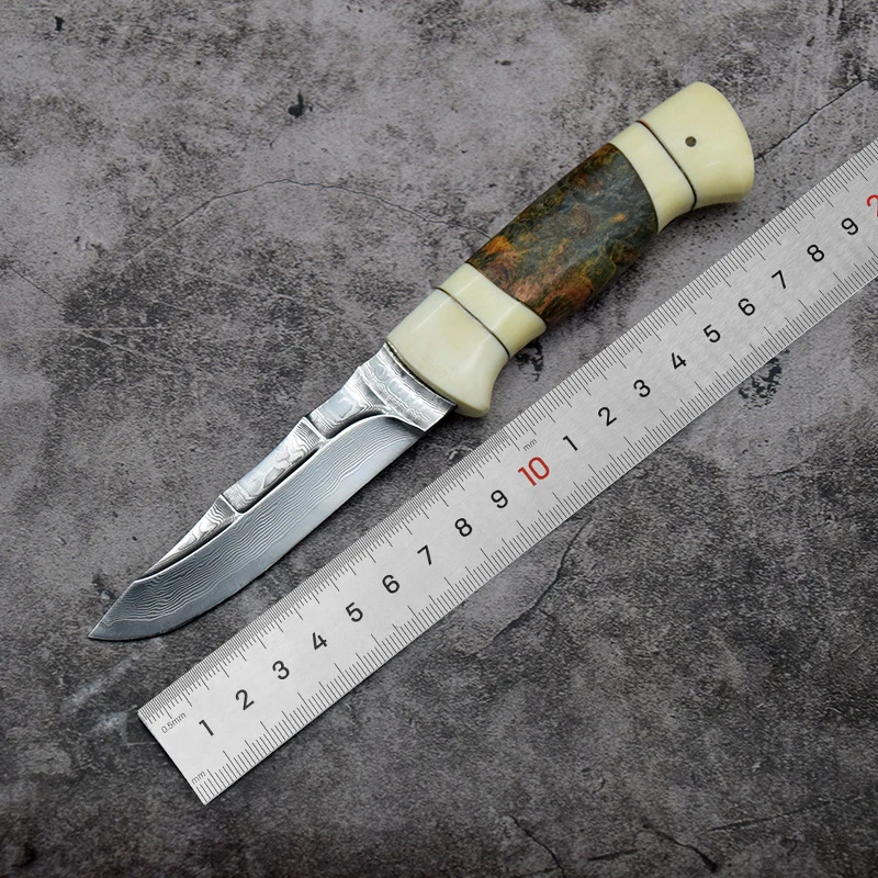 Resin Handle Fixed Blade Knife Camping Knife Outdoor Hunting Damascus Knives - product view 2