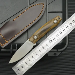 D2 Stainless Steel Fixed Blade Survival Outdoor Knife Wood Handle with SHeath for Outdoor Camping and Cutting