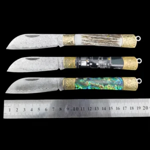 Best Quality 7.87" Outdoor Camping Folding Knife Handmade Brass Resin Handle No Lock for Hunting Pocket Knife DIY - product view 3