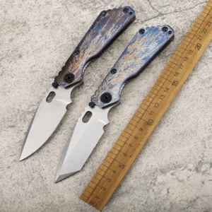 CNC Newly Designed EDC Pocket Knife in 2026 D2 Steel-fired Patterned Colored Titanium Alloy Come with a Safety Lock - product view 2