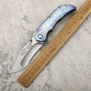 Lightning Pattern Color Titanium Alloy Handle VG10 Steel Sheet EDC Pocket Fishing & Survival Camping Knife for Collection