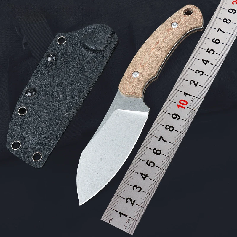 High Quality 14C28N Steel Blade Survival EDC Knife Hunting Camping Custom OEM Support with Sheath Desert-colored Linen Handle - product view 2