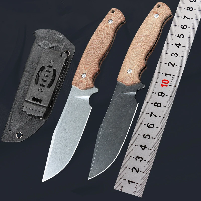 Customizable Outdoor Fixed Blade 14C28N Stainless Steel Knife High Hardness for Gifts OEM Support Desert-colored Linen Handle - product view 2