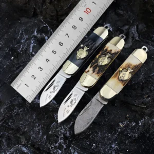 Mini Folding Trapper Knife with Double Blades Bone Handle for Camping Outdoor Customizable DIY Grade Direct New Arrival