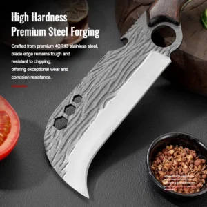 Kitchen Cutting Chef Knife Hunting Hammered Blade Hole Leather Sheath Camp Knife Chef Butcher Knife - product view 3